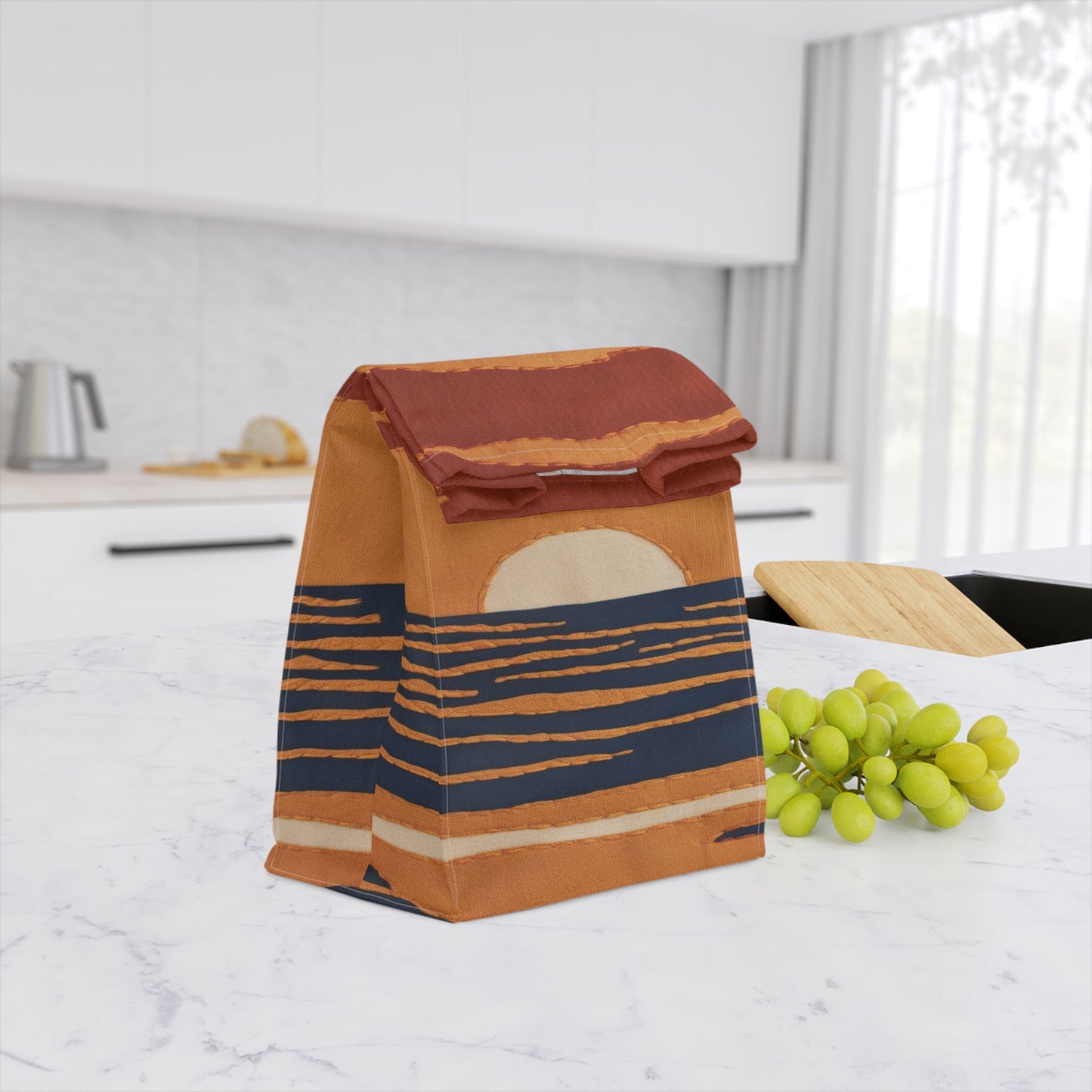 Sunset Ocean Print, Polyester Lunch Bag, Eco-Friendly, Beach Day Essentials, Picnic, Back to School, Vibrant Summer Vibe