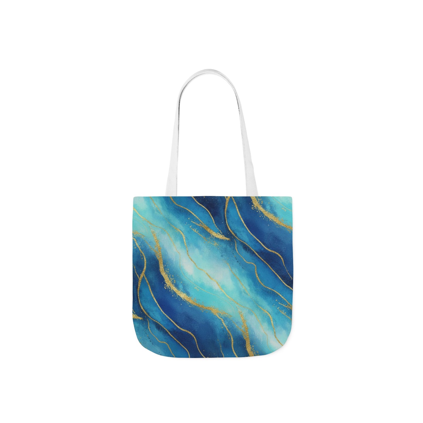 Blue Gold Marble Tote Bag - Abstract Ocean Canvas Tote
