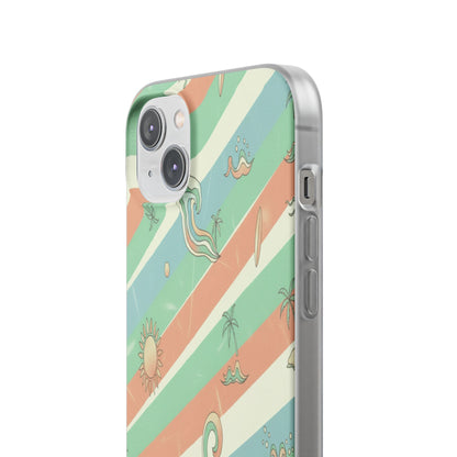 Beach Vibes Phone Case — Retro Pastel Surf & Palm Protective Flexi Case