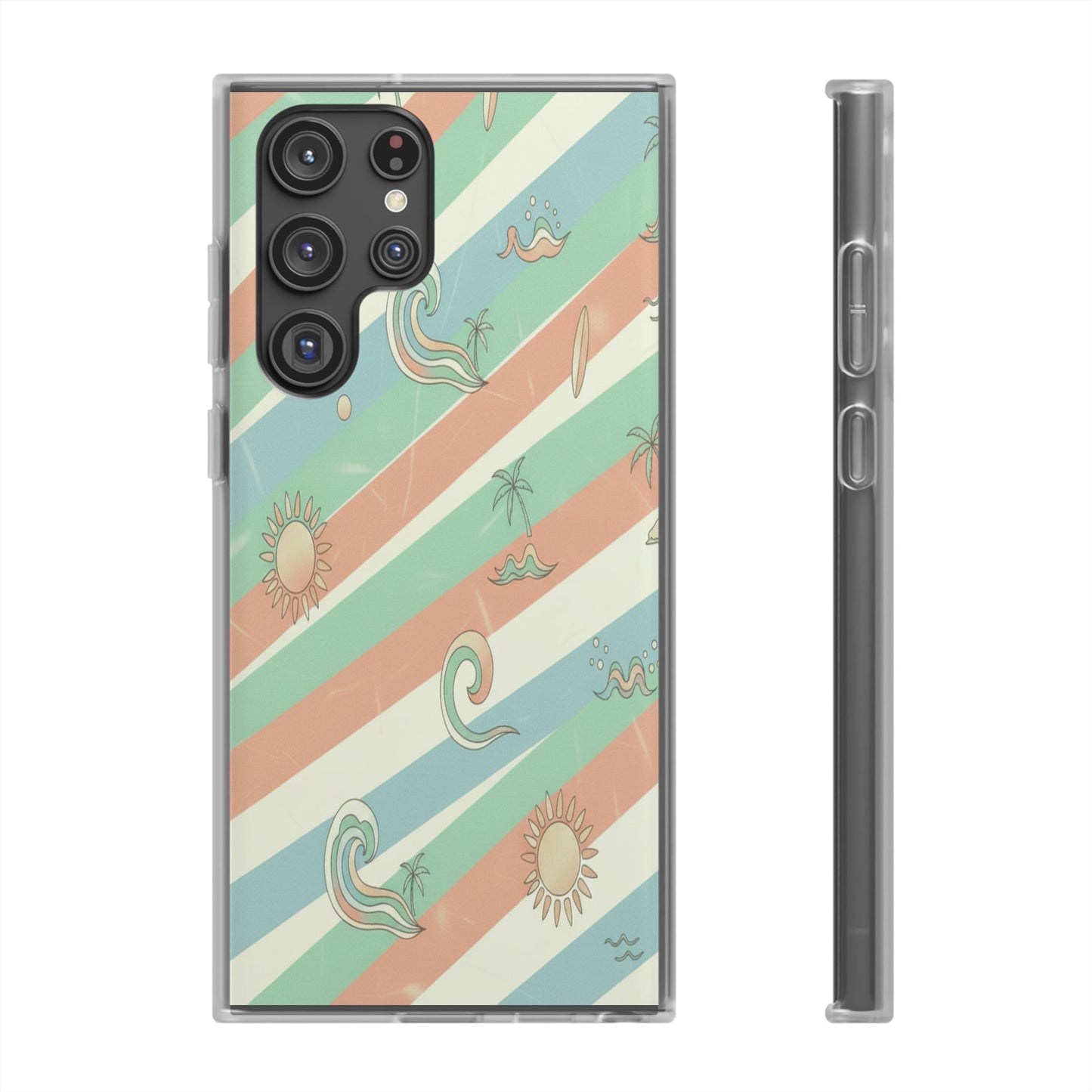 Beach Vibes Phone Case — Retro Pastel Surf & Palm Protective Flexi Case