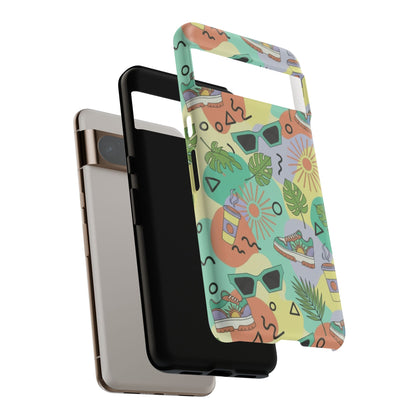 Tropical Summer Phone Case — Retro Sunglasses, Sneakers & Palm Pattern