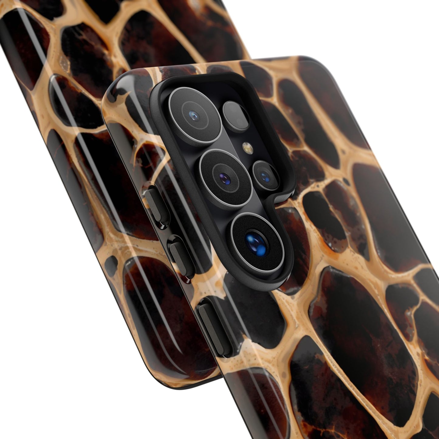Phone Case — Brown Leather Dot Texture Rugged Protective Cover