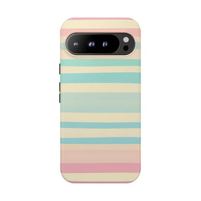 Pastel Striped Tough Phone Case – Protective Retro Rainbow Design