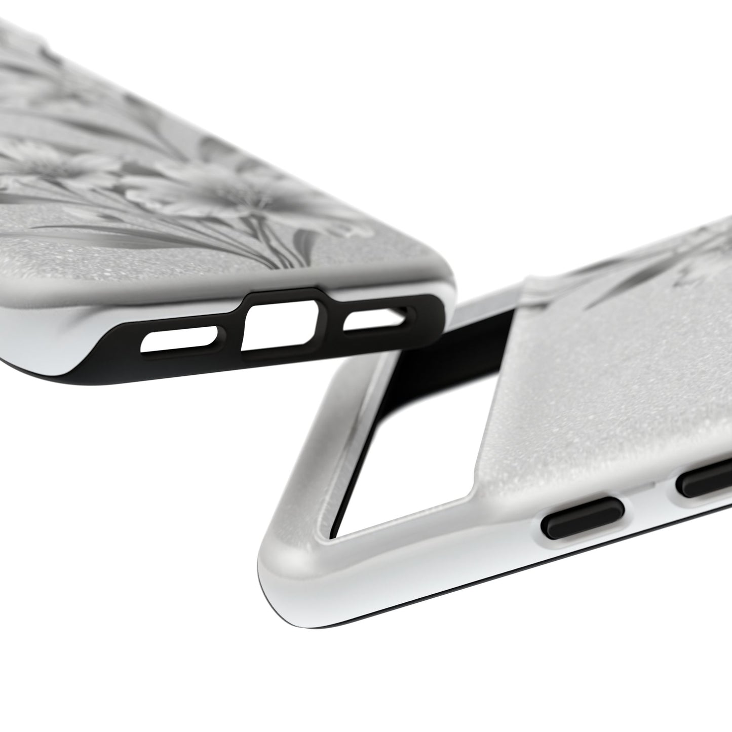 Floral Monochrome Phone Case — Elegant Black & White Lily Design