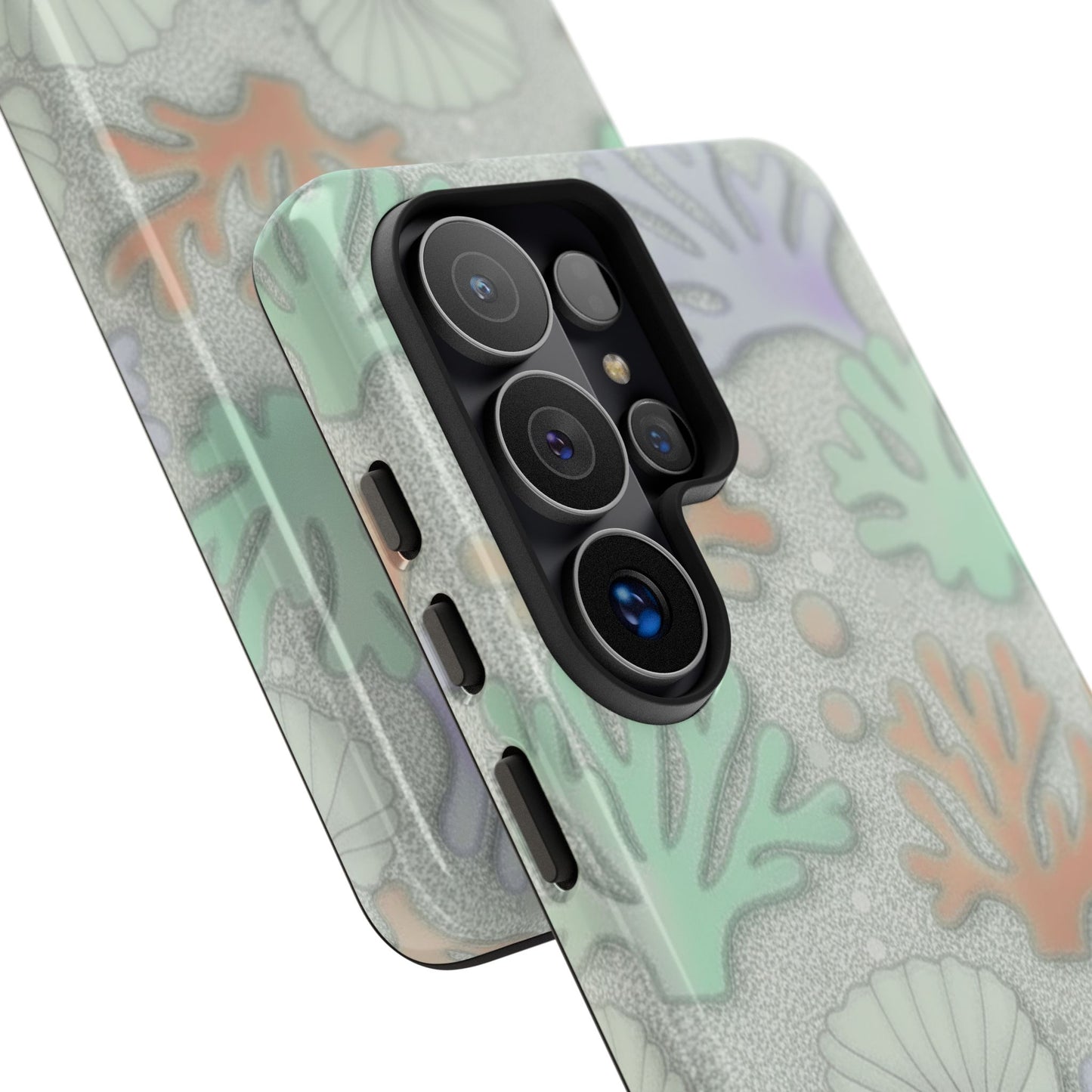 Pastel Coral Reef Tough Phone Case – Sea Shell & Coral Pattern Durable Protector