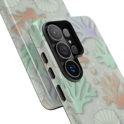 Pastel Coral Reef Tough Phone Case – Sea Shell & Coral Pattern Durable Protector