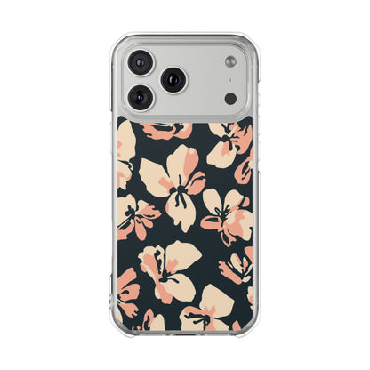 Clear Magnetic Phone Case — Peach Floral Impact Protection