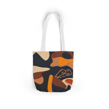 Abstract Earth-Tone Canvas Tote — Retro Organic Pattern
