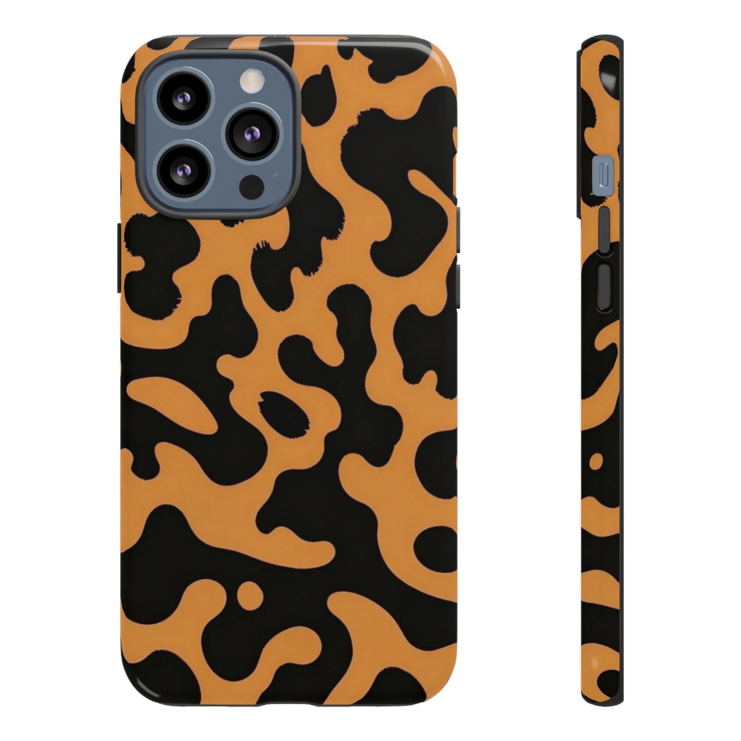 Leopard Print Phone Case — Orange & Black Tough Pattern Protective Cover