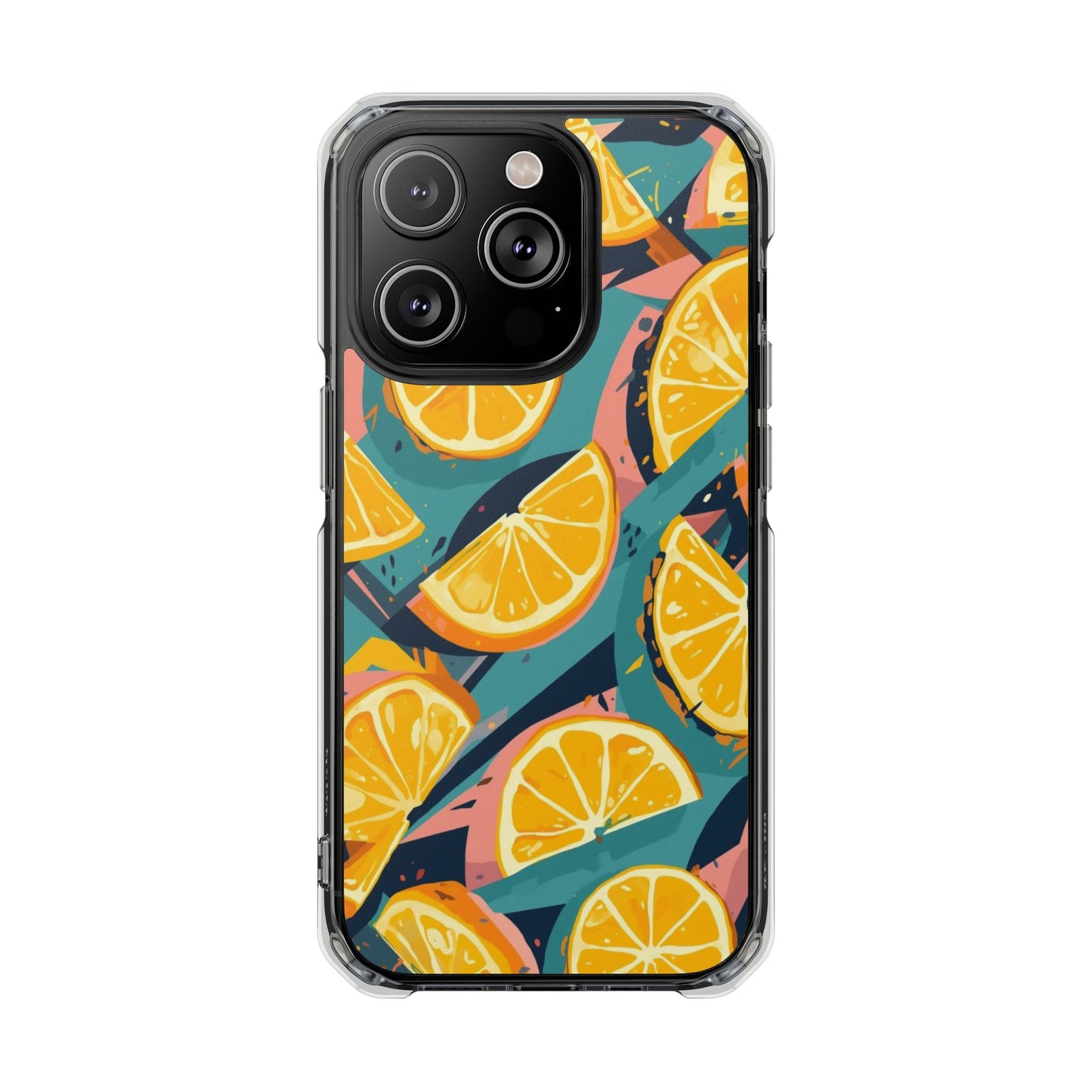 Clear Impact Phone Case — Bright Citrus Slice Pattern, Magnetic Compatible