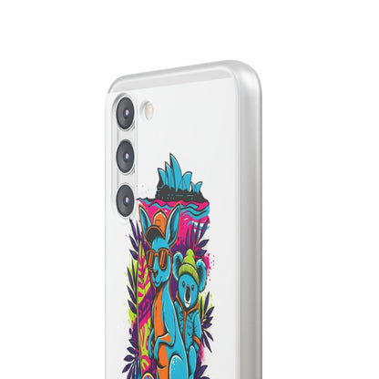 Kangaroo & Koala Surf Phone Case — Neon Aussie Beach Vibes Flexible Case