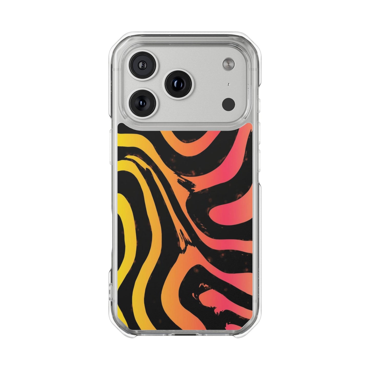 Clear Magnetic Impact Phone Case — Neon Zebra Stripe Design