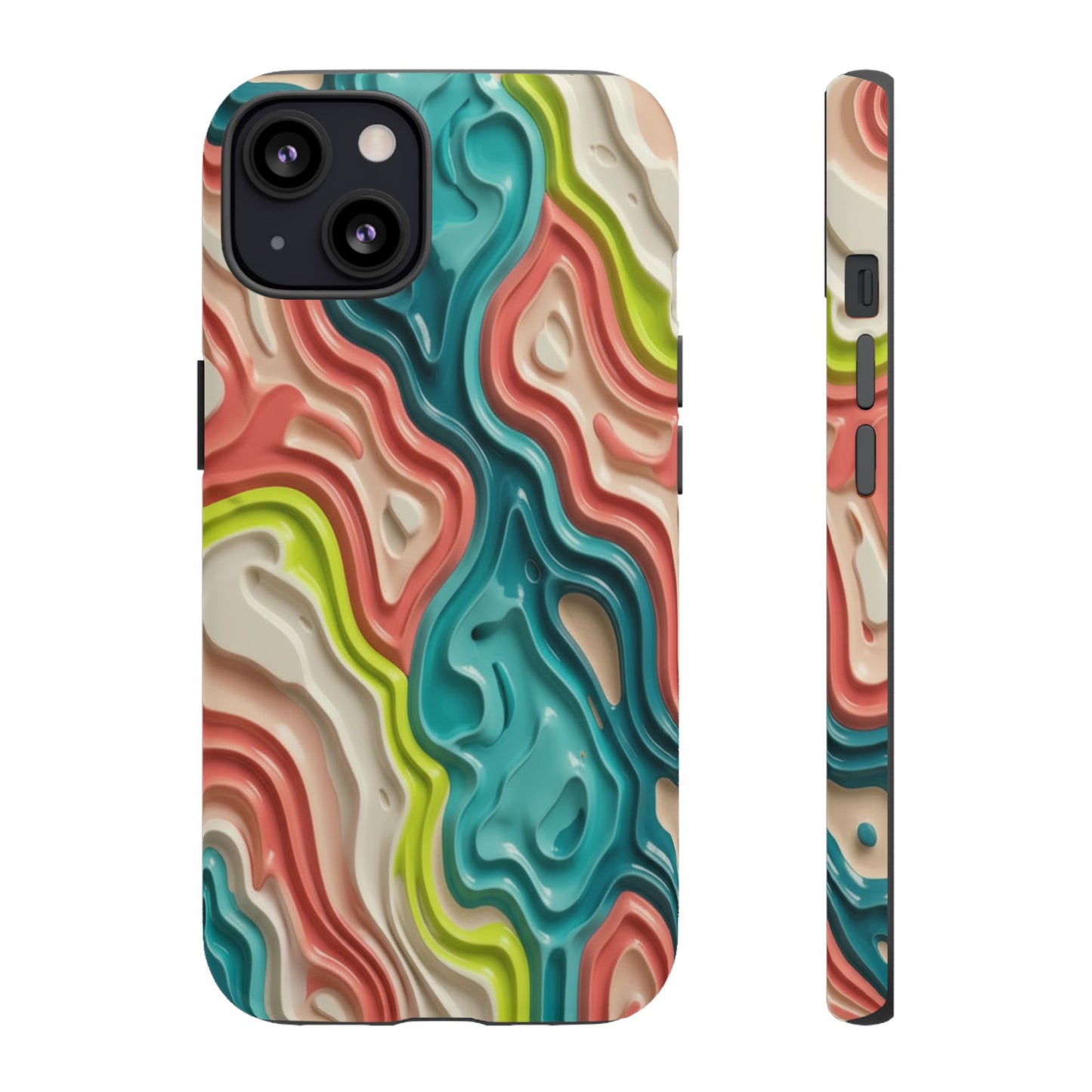Abstract Contour Phone Case — Colorful Topographic Pattern Tough Case