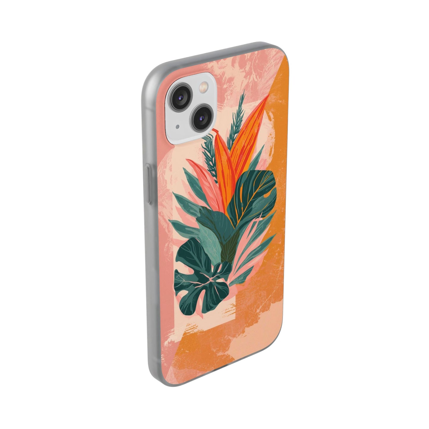 Tropical Botanical Phone Case — Pink & Orange Floral Flexi Case