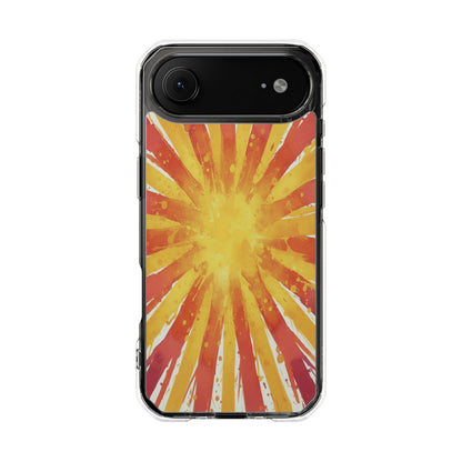 Clear Magnetic Phone Case — Retro Sunburst Design
