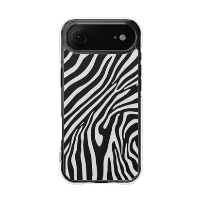 Zebra Print Clear Magnetic Phone Case — Impact-Resistant iPhone Cover