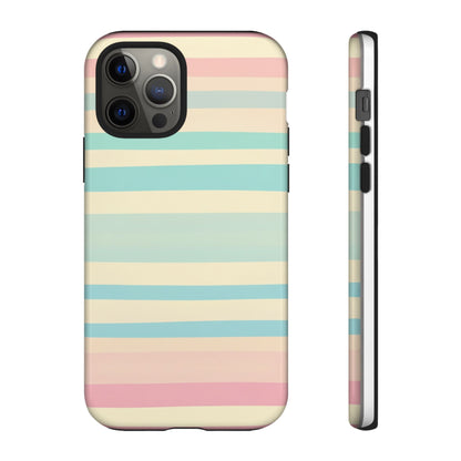 Pastel Striped Tough Phone Case – Protective Retro Rainbow Design