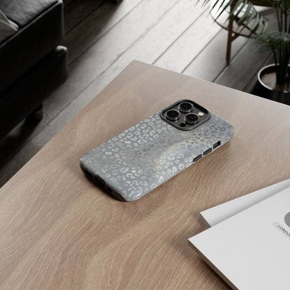 Grey Leopard Print Tough Phone Case — Durable Protective iPhone Cover