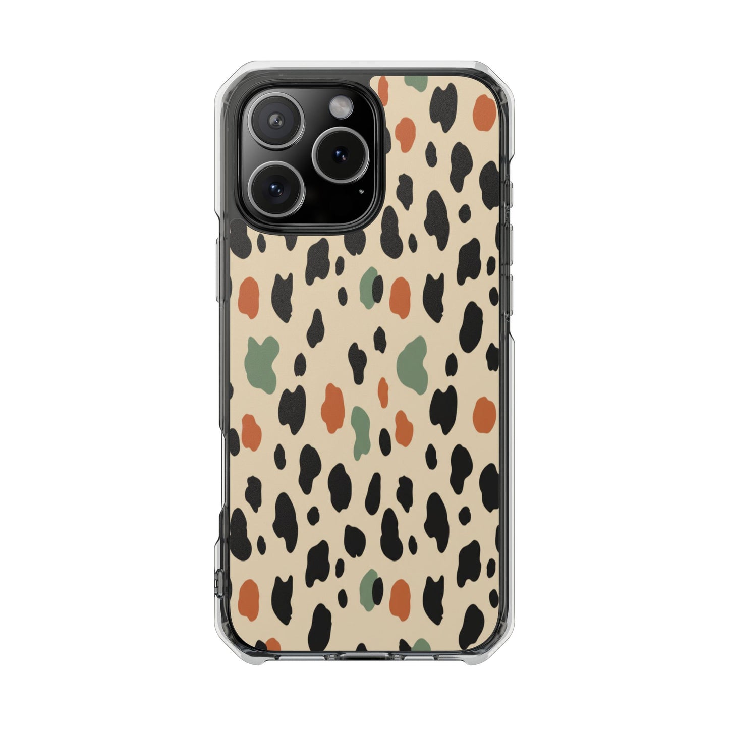 Clear Magnetic Impact Phone Case — Neutral Multicolor Leopard Print