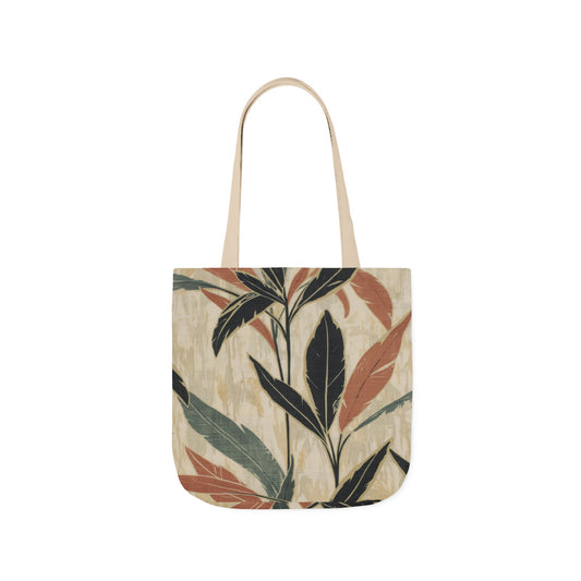 Botanical Canvas Tote Bag — Earth Tones Leaf Print