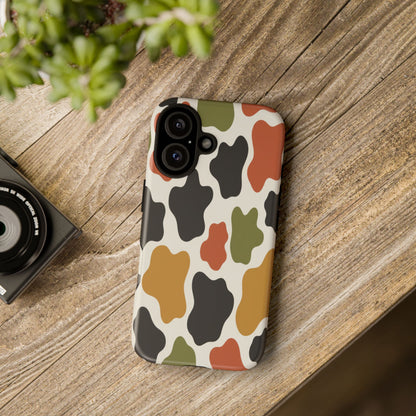 Camouflage Pattern Tough Phone Case – Retro Olive, Rust & Mustard Protective Cover