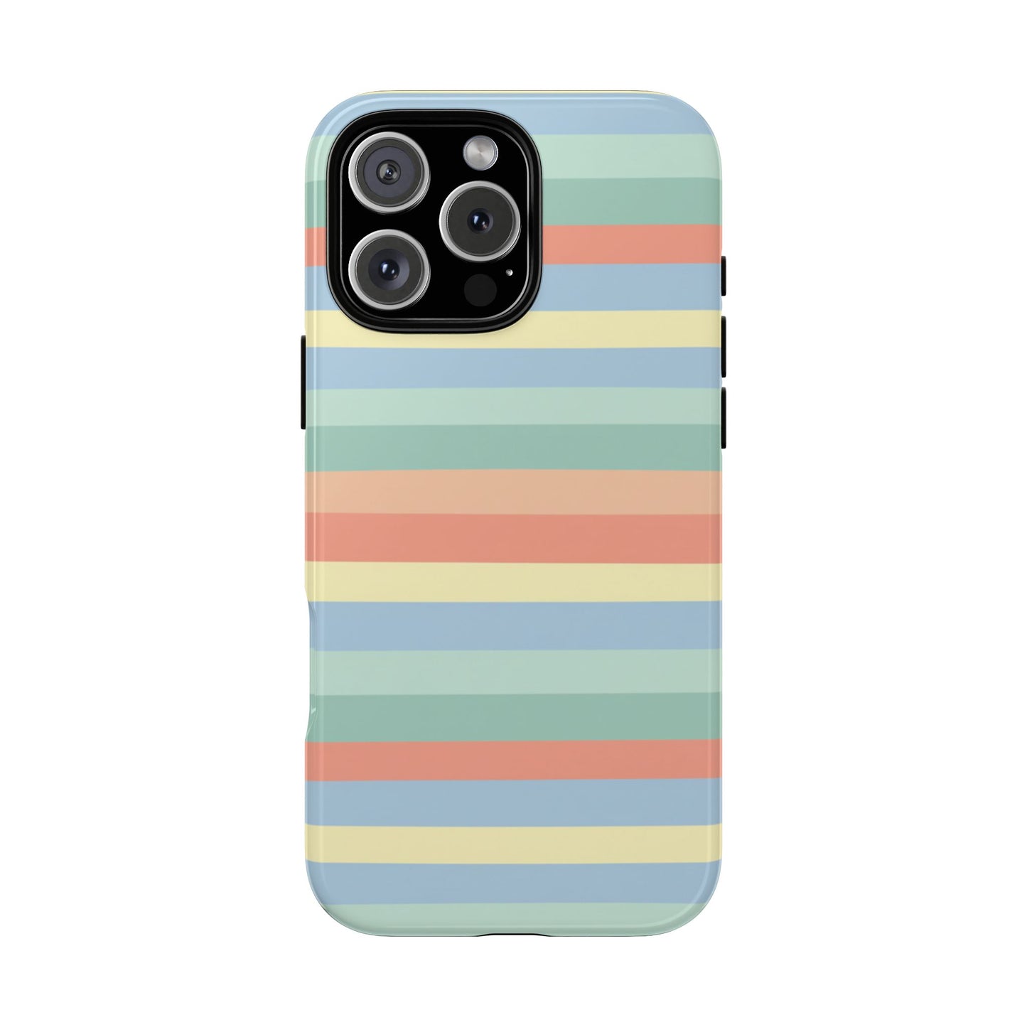Pastel Striped Phone Case — Retro Horizontal Multi-Color Tough Case