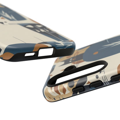 Cat Pattern Phone Case – Retro Abstract Cats Protective iPhone Cover