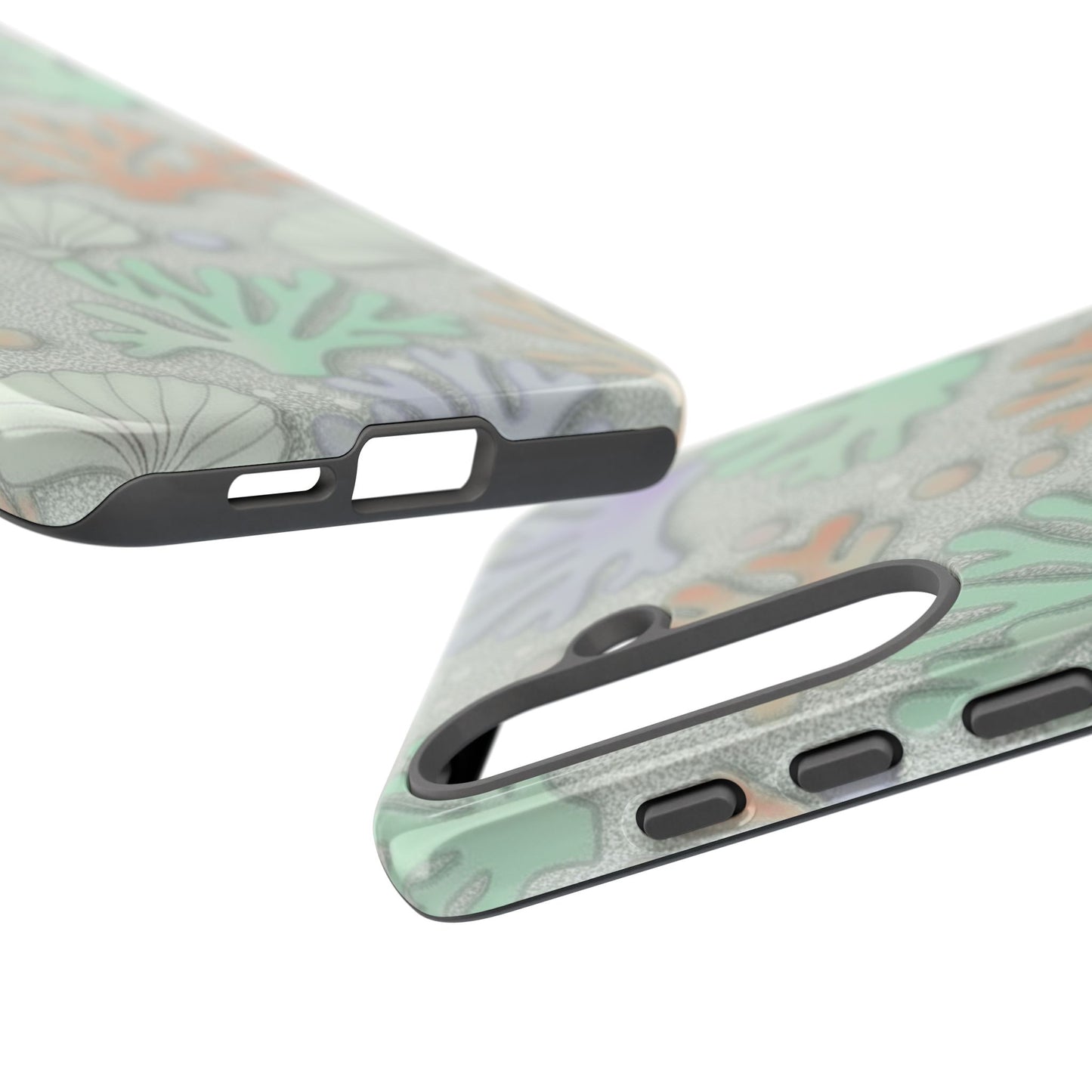 Pastel Coral Reef Tough Phone Case – Sea Shell & Coral Pattern Durable Protector