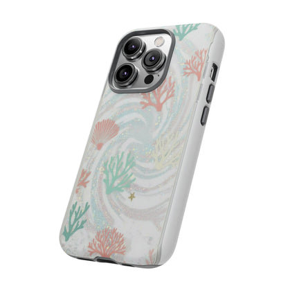 Seafoam Coral Tough Phone Case - Pastel Ocean Wave Design