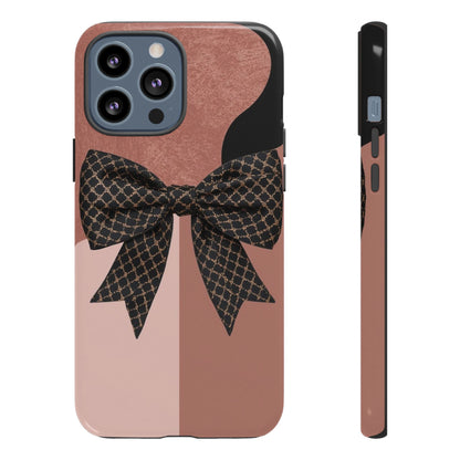 Bow Stripe Tough Phone Case – Pink Mauve Protective Cover