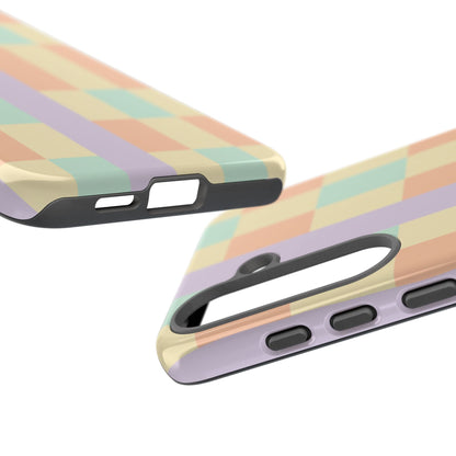 Pastel Checkered Phone Case — Retro Stripe Tough Case
