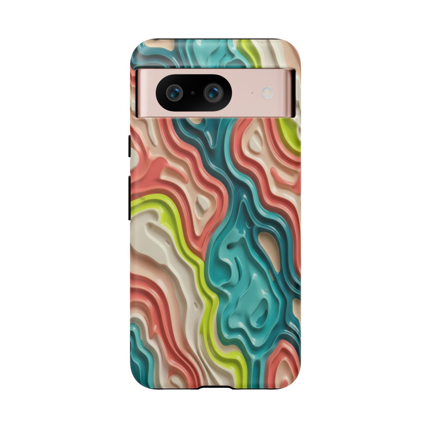 Abstract Contour Phone Case — Colorful Topographic Pattern Tough Case