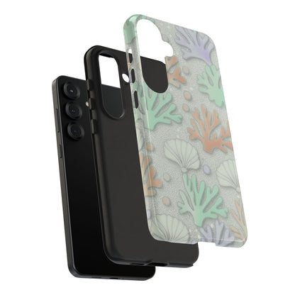 Pastel Coral Reef Tough Phone Case – Sea Shell & Coral Pattern Durable Protector