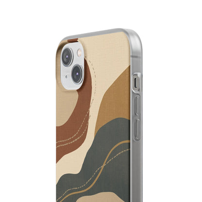 Abstract Earth Tone Phone Case — Boho Wavy Flexi Case