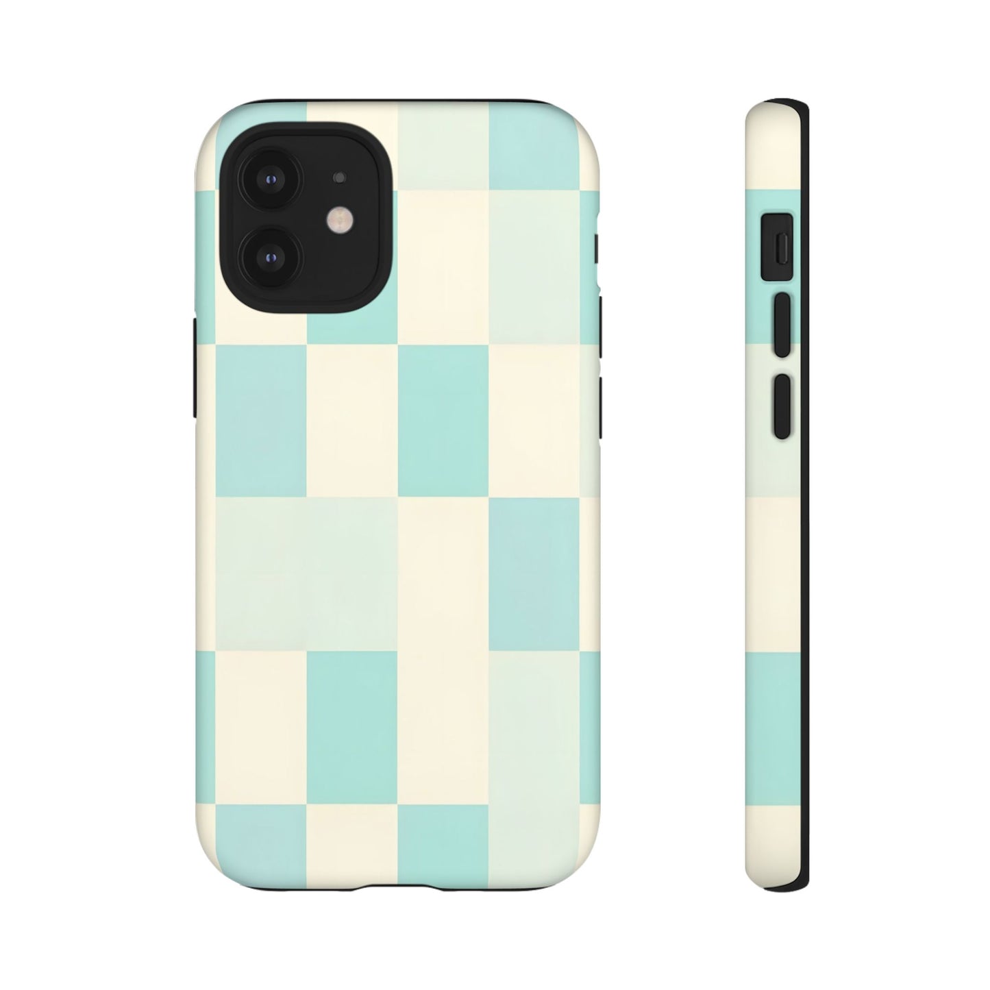 Pastel Checkerboard Tough Case – Mint & Cream Protective Phone Cover