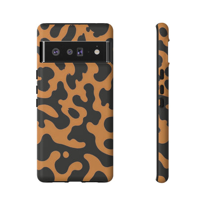 Leopard Print Phone Case — Orange & Black Tough Pattern Protective Cover