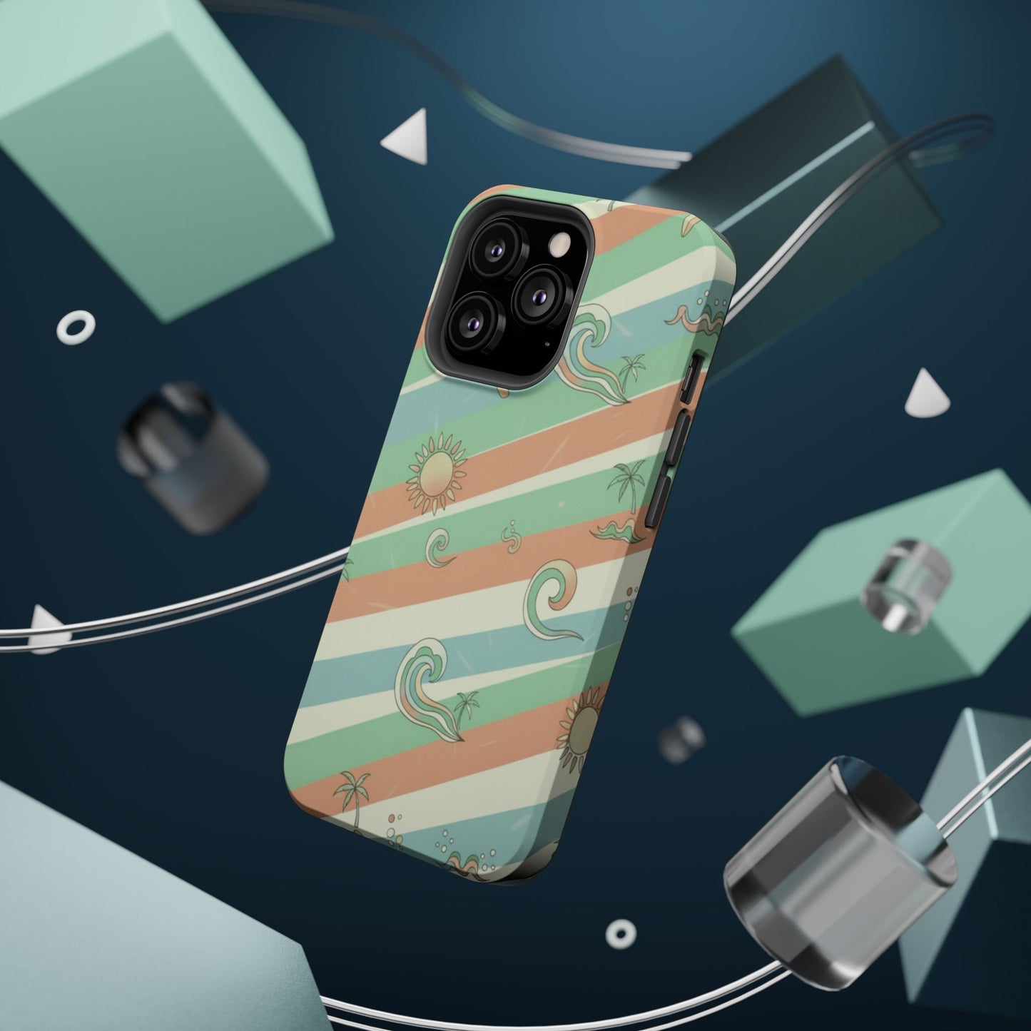 Magnetic Impact-Resistant Phone Case — Retro Surf Stripes