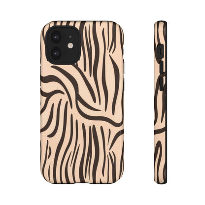 Zebra Stripe Tough Phone Case – Neutral Animal Print Protective Cover