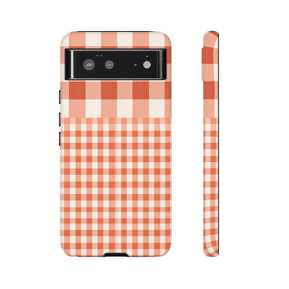Buffalo Check Tough Phone Case — Orange Gingham Protective Cover