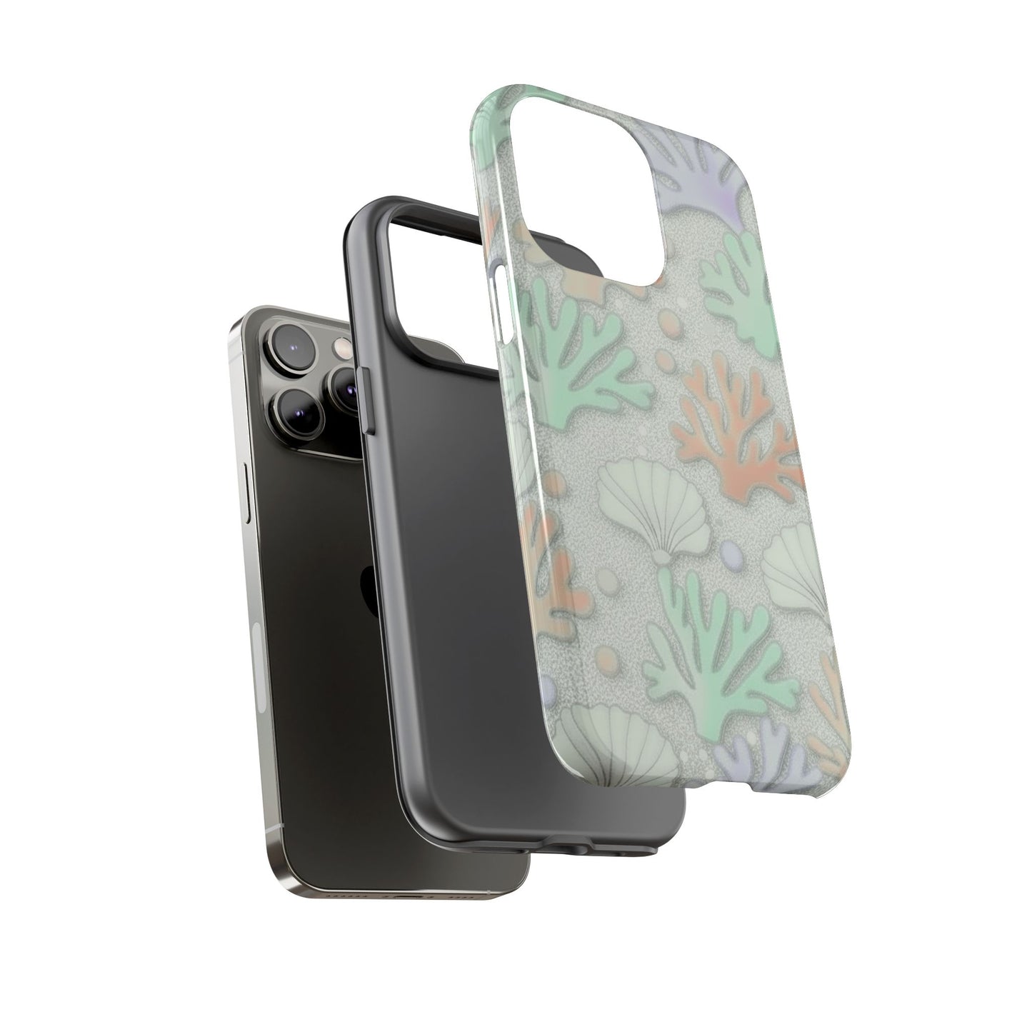 Pastel Coral Reef Tough Phone Case – Sea Shell & Coral Pattern Durable Protector
