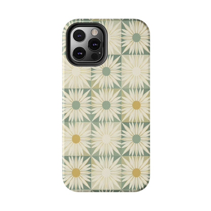 Retro Daisy Tough Phone Case — Vintage Floral Protective Cover for iPhone