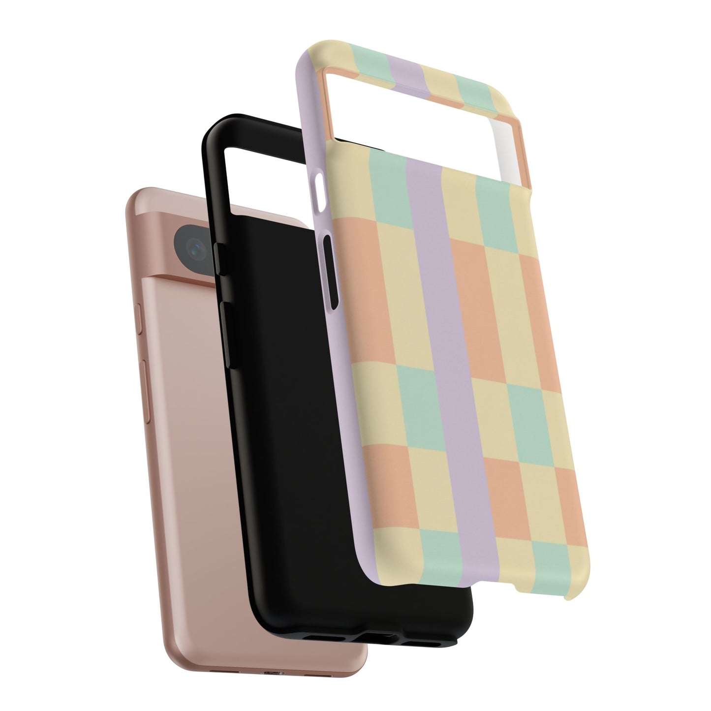 Pastel Checkered Phone Case — Retro Stripe Tough Case