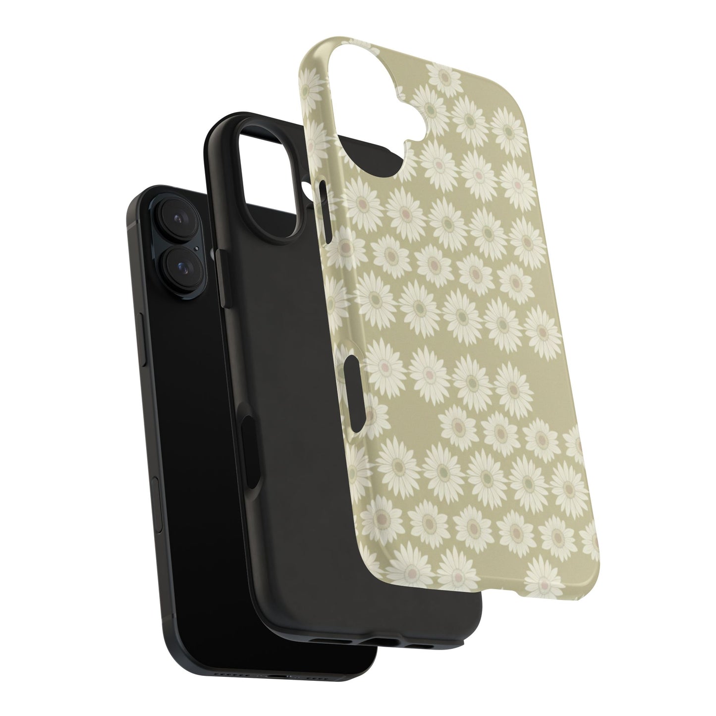 Daisy Pattern Tough Phone Case — Protective Floral iPhone Cover