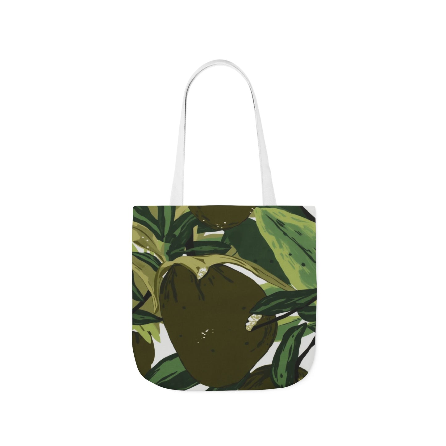 Leafy Canvas Tote Bag – Botanical Green Fruit Print