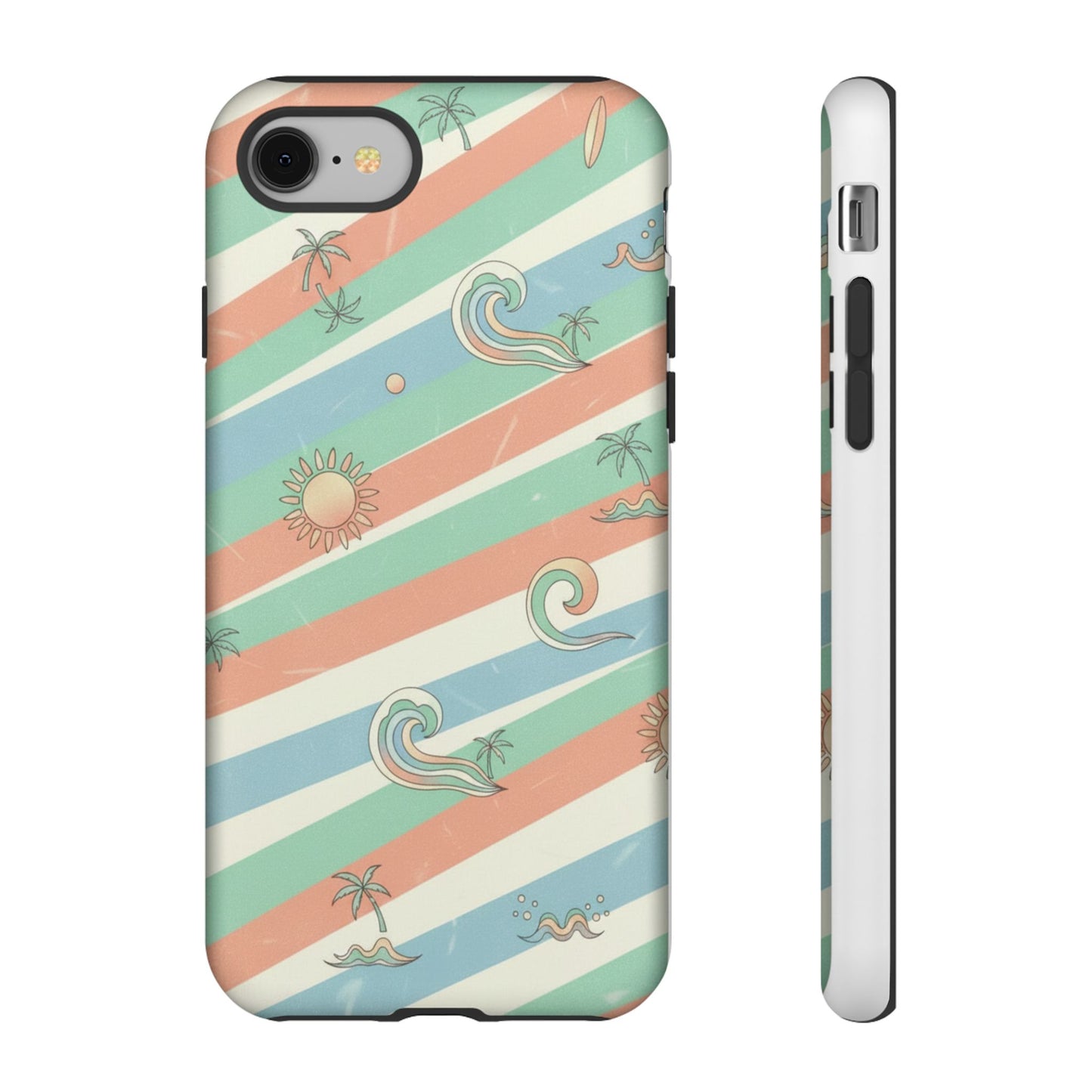 Surf Stripe Tough Phone Case — Retro Beach Waves Pattern