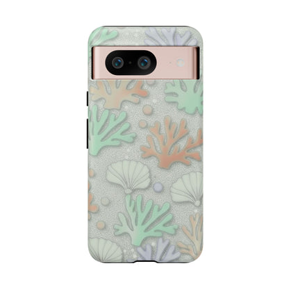 Pastel Coral Reef Tough Phone Case – Sea Shell & Coral Pattern Durable Protector