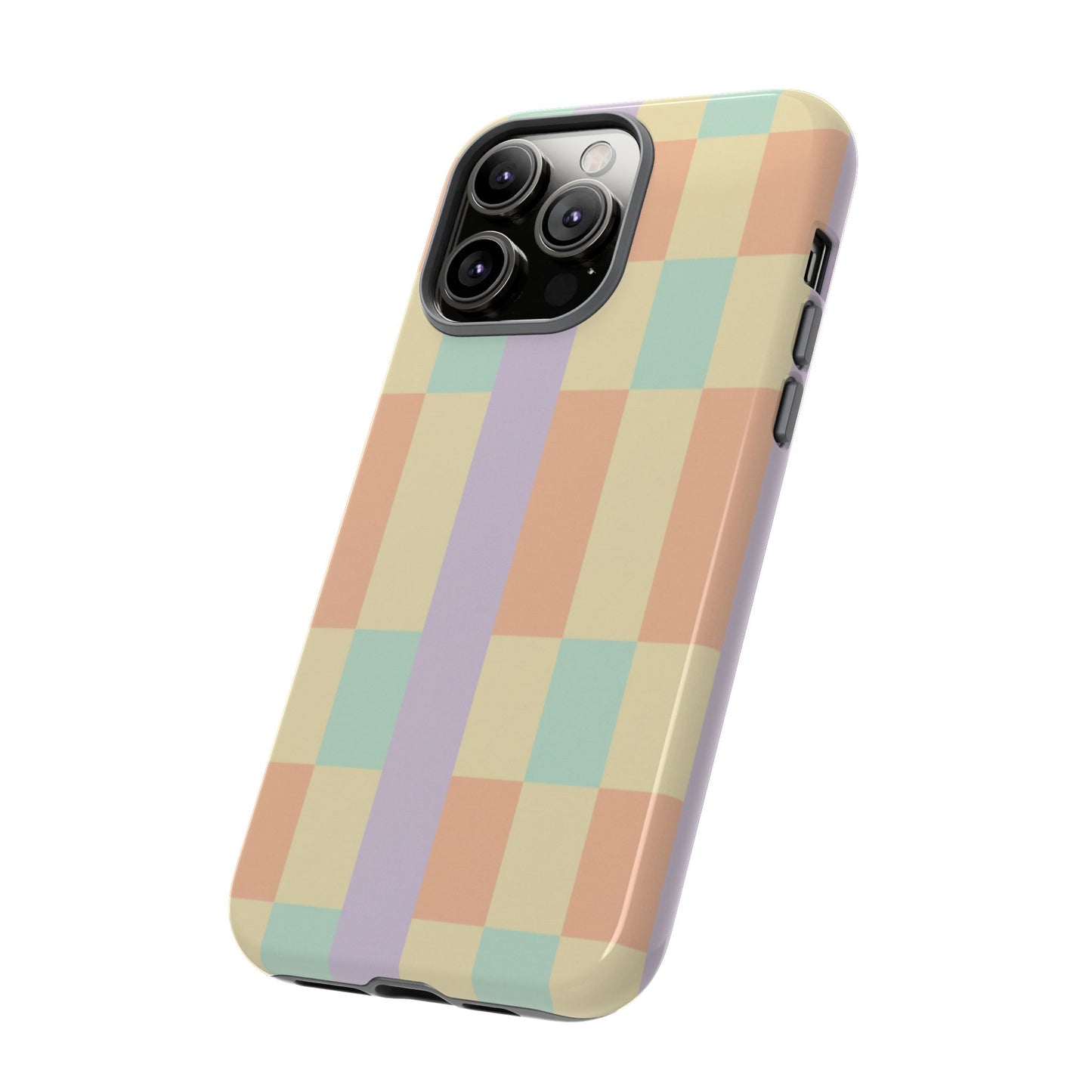 Pastel Checkered Phone Case — Retro Stripe Tough Case