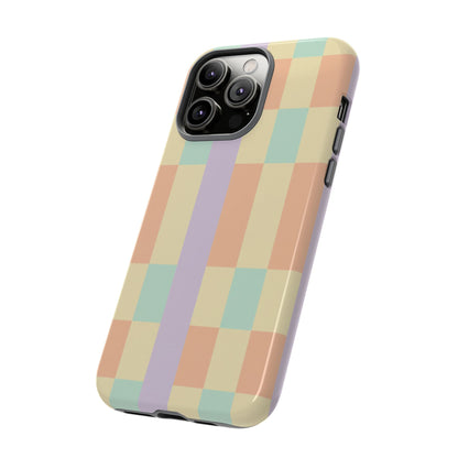 Pastel Checkered Phone Case — Retro Stripe Tough Case