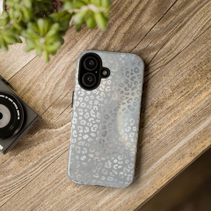 Grey Leopard Print Tough Phone Case — Durable Protective iPhone Cover