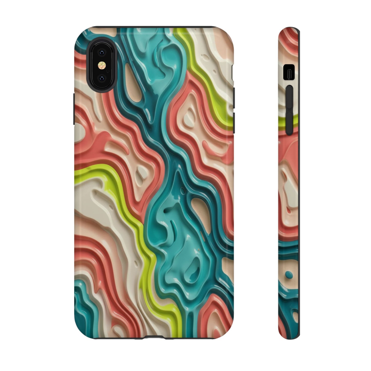 Abstract Contour Phone Case — Colorful Topographic Pattern Tough Case